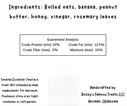 peanut butter banana dog treats with peanut butter, banana, honey, rosemary. homemade dog treats. limited ingredient dog treats